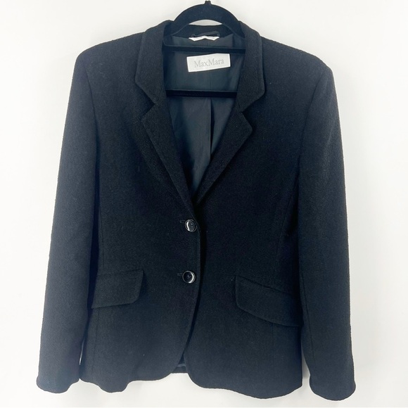 ✅ MAXMARA BLACK TWO BUTTON CREPE BLAZER SIZE 8 - Picture 1 of 7